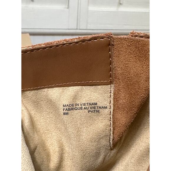 Michael Kors Perry Suede Moto Boots Luggage Camel Size 8 NWOB Chic Edgy Lug Sole - Picture 14 of 14